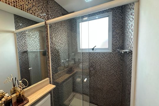 Banheiro Social de apartamento para alugar com 2 quartos, 91m² em Tamboré, Barueri