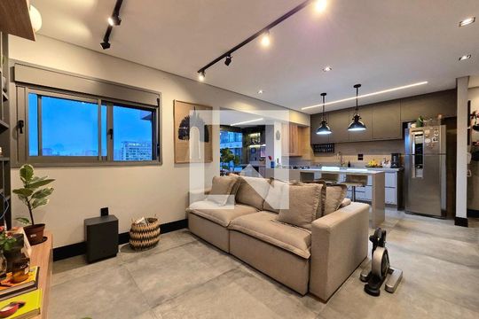 Sala de apartamento à venda com 1 quarto, 65m² em Indianópolis, São Paulo