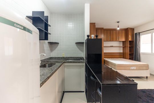 Cozinha de kitnet/studio para alugar com 1 quarto, 29m² em Vila Buarque, São Paulo