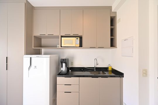 Cozinha de kitnet/studio para alugar com 1 quarto, 18m² em Vila Clementino, São Paulo