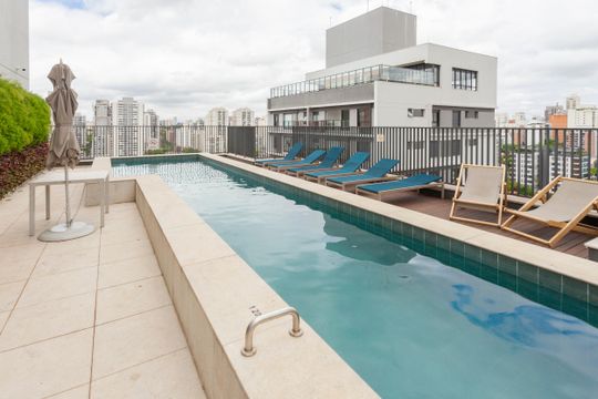 Área comum - Piscina de kitnet/studio à venda com 1 quarto, 24m² em Brooklin Paulista, São Paulo