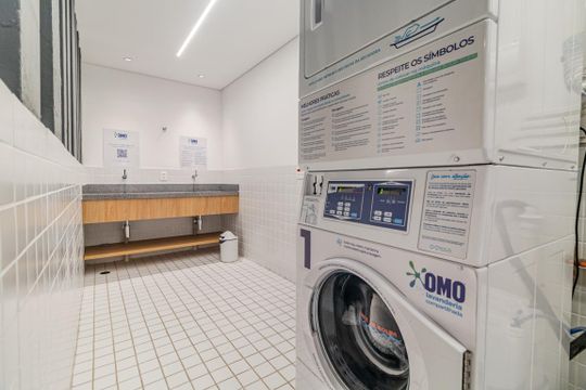 Área comum - Lavanderia de apartamento para alugar com 1 quarto, 43m² em Jardim das Bandeiras, São Paulo