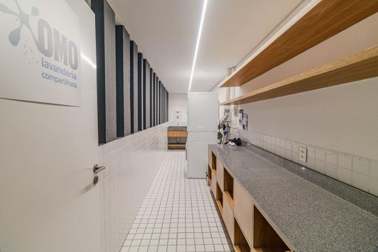 Área comum - Lavanderia de apartamento para alugar com 1 quarto, 43m² em Jardim das Bandeiras, São Paulo