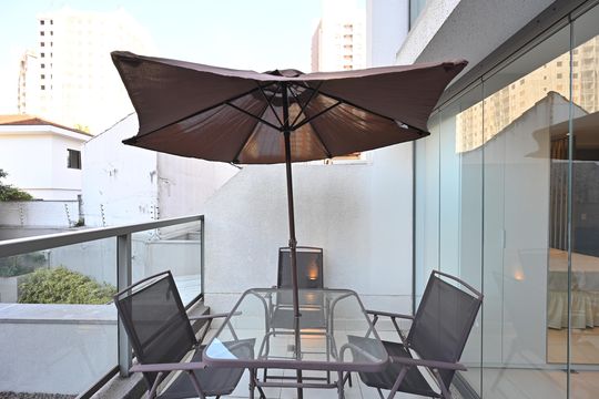 Varanda do Studio de apartamento para alugar com 1 quarto, 38m² em Mirandópolis, São Paulo