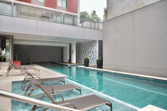 Área comum - Piscina de kitnet/studio para alugar com 1 quarto, 24m² em Mirandópolis, São Paulo