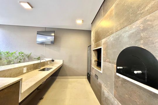 Área comum - Churrasqueira de kitnet/studio para alugar com 1 quarto, 24m² em Mirandópolis, São Paulo