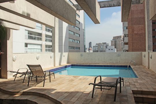 Área comum - Piscina de apartamento para alugar com 2 quartos, 130m² em Gonzaga, Santos