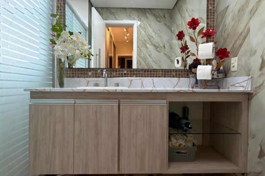 Quarto 1 - Suíte Banheiro  de apartamento para alugar com 3 quartos, 123m² em Centro, São Bernardo do Campo