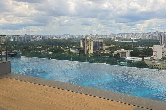 Área comum - Piscina de kitnet/studio para alugar com 1 quarto, 35m² em Indianópolis, São Paulo
