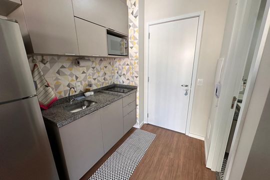 Cozinha de kitnet/studio para alugar com 1 quarto, 25m² em Campo Belo, São Paulo