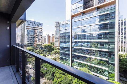 Varanda do Studio de kitnet/studio para alugar com 1 quarto, 34m² em Vila Olímpia, São Paulo