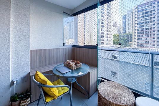 Varanda do Studio de apartamento à venda com 1 quarto, 28m² em Cerqueira César, São Paulo