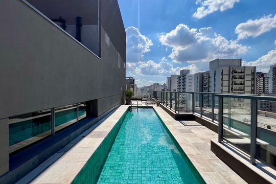 Área comum - Piscina de kitnet/studio para alugar com 1 quarto, 28m² em Jardim Paulista, São Paulo