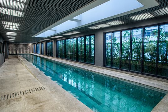 Área comum - Piscina coberta de kitnet/studio para alugar com 1 quarto, 24m² em Bela Vista, São Paulo