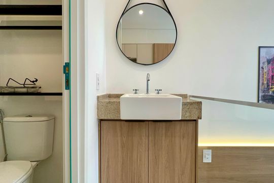 Banheiro de apartamento para alugar com 1 quarto, 60m² em Cerqueira César, São Paulo