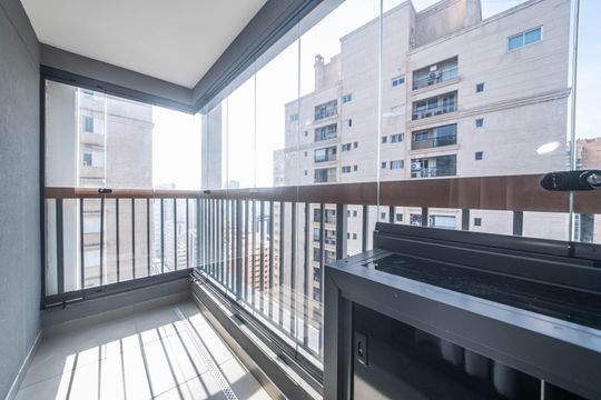 Varanda Studio de apartamento para alugar com 1 quarto, 25m² em Brooklin Paulista, São Paulo