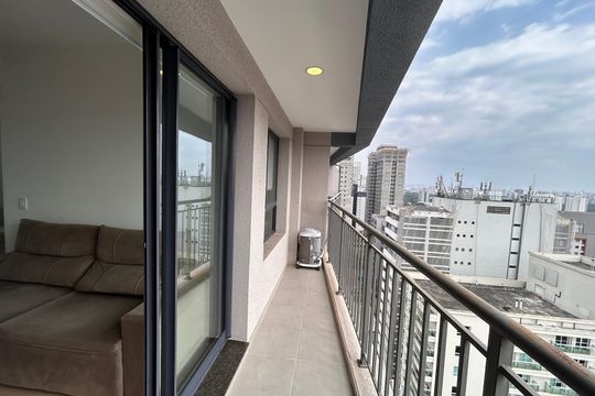 Varanda da Sala de apartamento para alugar com 1 quarto, 33m² em Santo Amaro, São Paulo