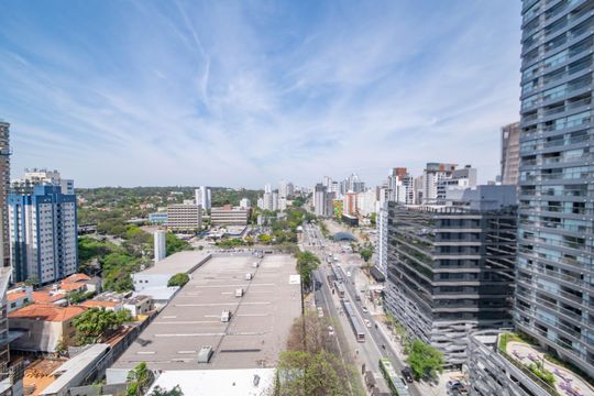 Vista da Varanda do Studio de kitnet/studio à venda com 0 quarto, 25m² em Brooklin Paulista, São Paulo