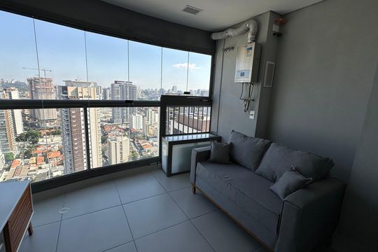 Varanda do Studio de kitnet/studio à venda com 1 quarto, 32m² em Santo Amaro, São Paulo