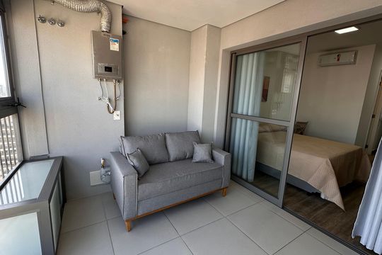 Varanda do Studio de kitnet/studio à venda com 1 quarto, 32m² em Santo Amaro, São Paulo