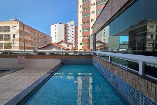 Área comum - Piscina de apartamento para alugar com 1 quarto, 62m² em Vila Caiçara, Praia Grande
