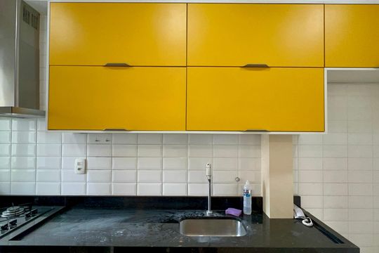Cozinha de apartamento à venda com 1 quarto, 36m² em Jardim Paulista, São Paulo
