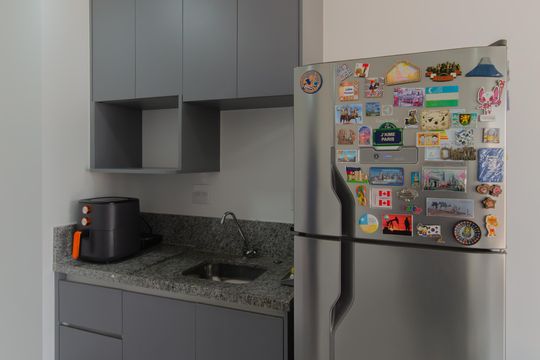 Cozinha de kitnet/studio para alugar com 1 quarto, 27m² em Vila Mariana, São Paulo