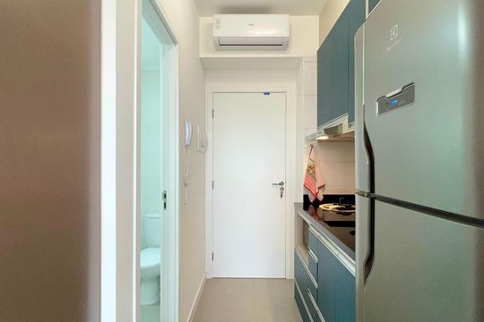 Cozinha de kitnet/studio para alugar com 1 quarto, 23m² em Pinheiros, São Paulo