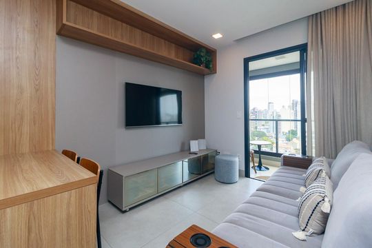 Sala de apartamento para alugar com 1 quarto, 42m² em Campo Belo, São Paulo