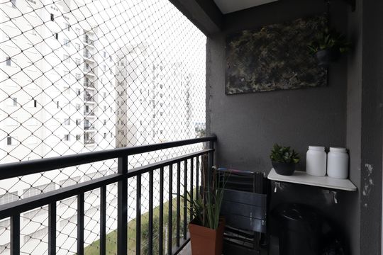 Varanda da Sala de apartamento para alugar com 2 quartos, 49m² em Vila Andrade, São Paulo