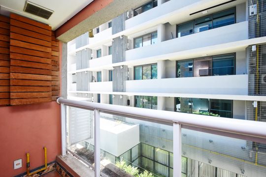 Varanda da Sala de apartamento à venda com 1 quarto, 40m² em Pinheiros, São Paulo