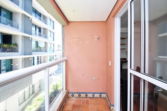 Varanda da Sala de apartamento à venda com 1 quarto, 40m² em Pinheiros, São Paulo