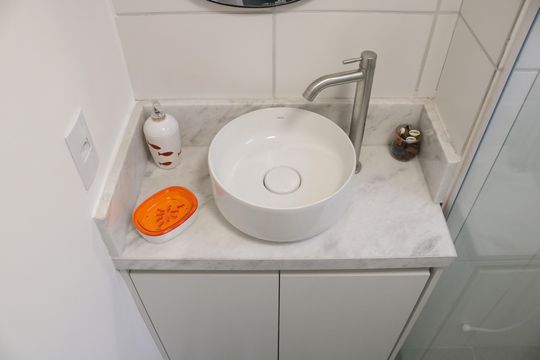 Banheiro de apartamento à venda com 1 quarto, 26m² em Santa Cecilia, São Paulo