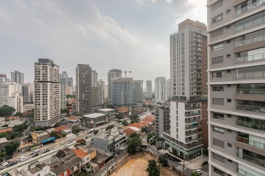 Vista da Varanda de kitnet/studio à venda com 1 quarto, 27m² em Jardim das Acacias, São Paulo