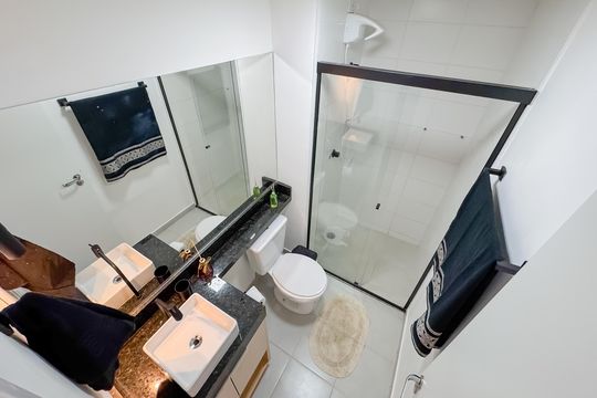 Banheiro Social de kitnet/studio à venda com 1 quarto, 27m² em Vila Mariana, São Paulo