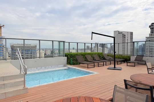 Área comum de kitnet/studio para alugar com 1 quarto, 33m² em Itaim Bibi, São Paulo