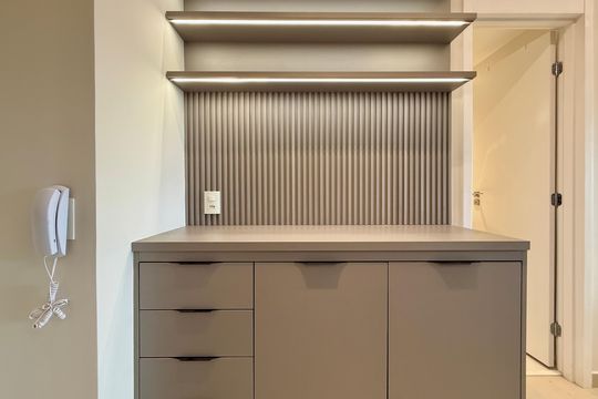 Cozinha de kitnet/studio para alugar com 1 quarto, 26m² em Jardim das Acacias, São Paulo