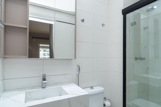 Banheiro da Suíte de apartamento para alugar com 1 quarto, 58m² em Cerqueira César, São Paulo