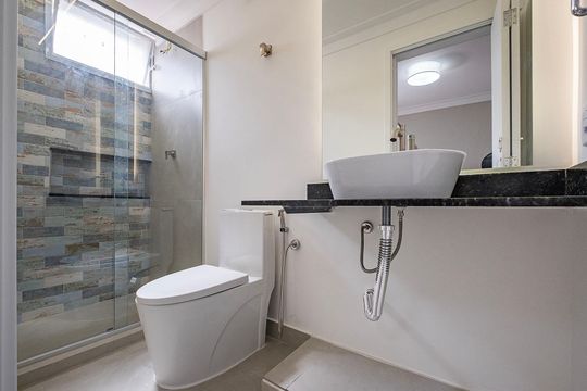 Banheiro da Suíte de apartamento à venda com 1 quarto, 65m² em Pinheiros, São Paulo