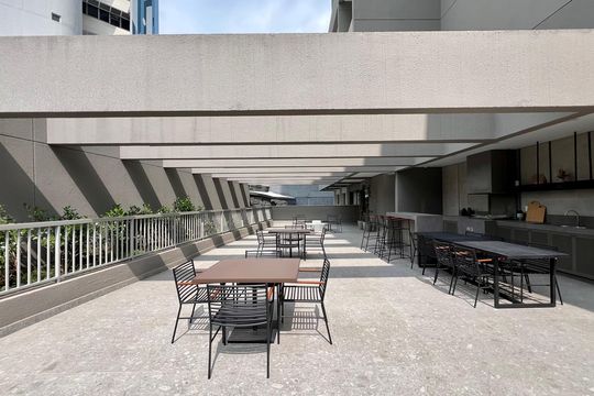 Área comum - Churrasqueira de kitnet/studio para alugar com 1 quarto, 24m² em Pinheiros, São Paulo
