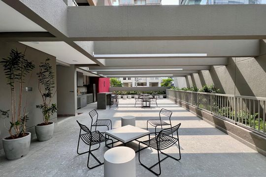 Área comum - Churrasqueira de kitnet/studio para alugar com 1 quarto, 24m² em Pinheiros, São Paulo
