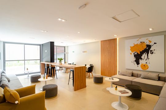 Área comum de kitnet/studio à venda com 1 quarto, 25m² em Indianópolis, São Paulo