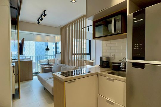 Cozinha de kitnet/studio à venda com 1 quarto, 26m² em Pinheiros, São Paulo