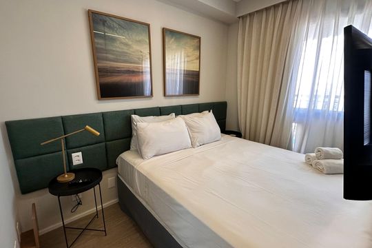 Banheiro de kitnet/studio à venda com 1 quarto, 25m² em Santo Amaro, São Paulo