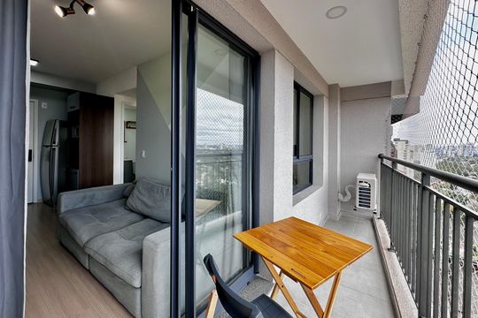 Sacada de apartamento à venda com 1 quarto, 34m² em Santo Amaro, São Paulo