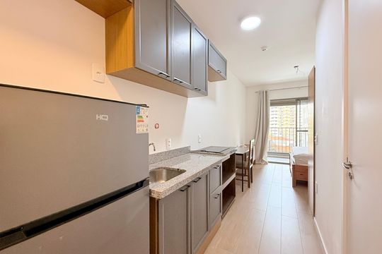 Cozinha  de kitnet/studio para alugar com 1 quarto, 29m² em Santo Amaro, São Paulo
