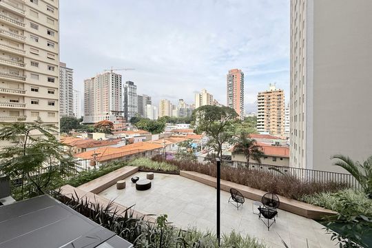 Vista  da Sacada do Studio de kitnet/studio para alugar com 1 quarto, 29m² em Santo Amaro, São Paulo