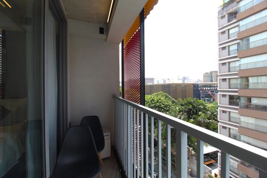 Varanda do Studio de kitnet/studio para alugar com 1 quarto, 34m² em Indianópolis, São Paulo