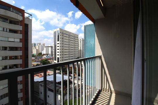 Varanda do Studio de kitnet/studio para alugar com 1 quarto, 34m² em Indianópolis, São Paulo