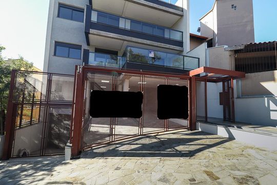 Fachada/Placa de apartamento à venda com 2 quartos, 74m² em Três Figueiras, Porto Alegre